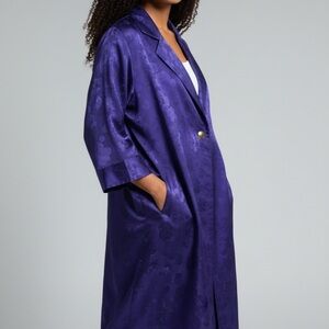 Vintage Large Victoria’s Secret Gold Label Floral Purple Jacquard Lounge Robe